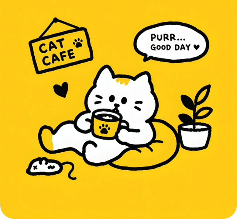 猫咖欢迎插画